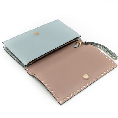 Rockstud Flap Clutch Light Blue