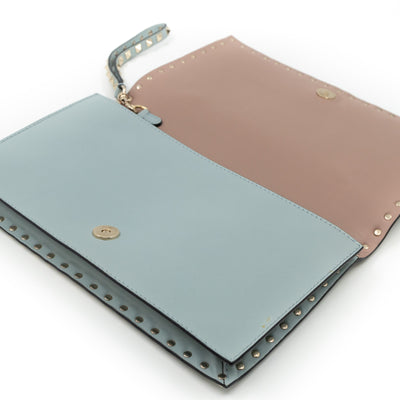 Rockstud Flap Clutch Light Blue