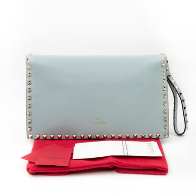 Rockstud Flap Clutch Light Blue