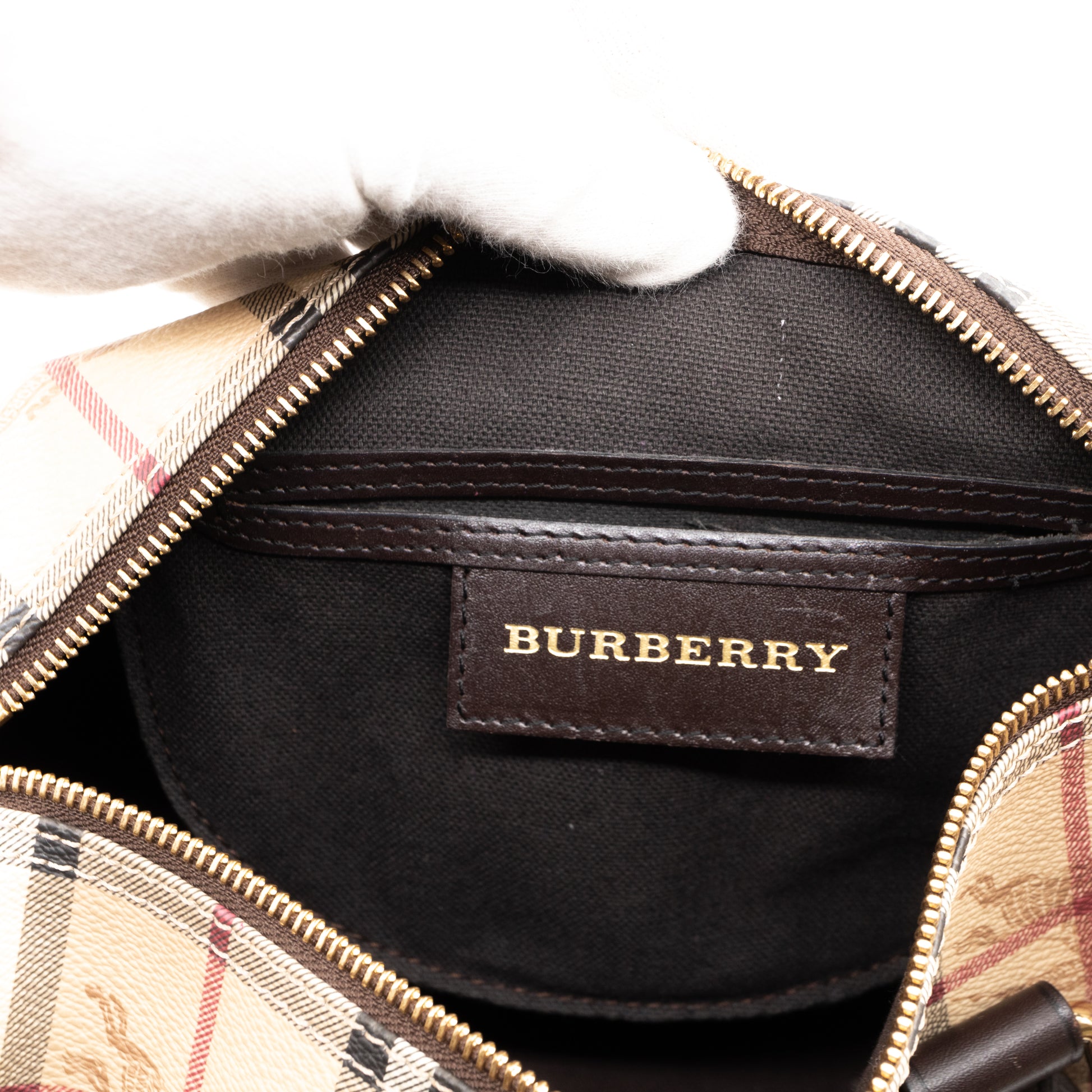 Burberry Haymarket Chester Bowling Hand Bag Chocolate – ASA