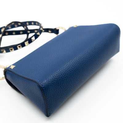 Rockstud Crossbody Pouch Blue Leather