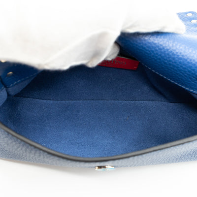 Rockstud Crossbody Pouch Blue Leather