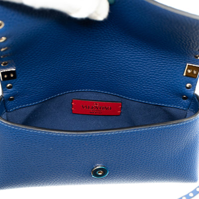 Rockstud Crossbody Pouch Blue Leather