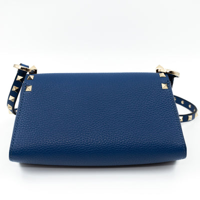 Rockstud Crossbody Pouch Blue Leather