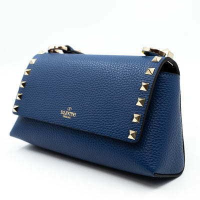 Rockstud Crossbody Pouch Blue Leather