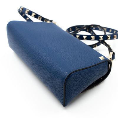 Rockstud Crossbody Pouch Blue Leather
