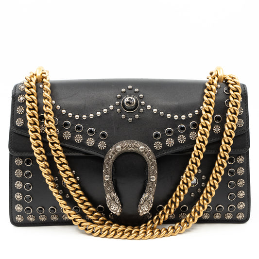 Dionysus Small Studded Black Leather
