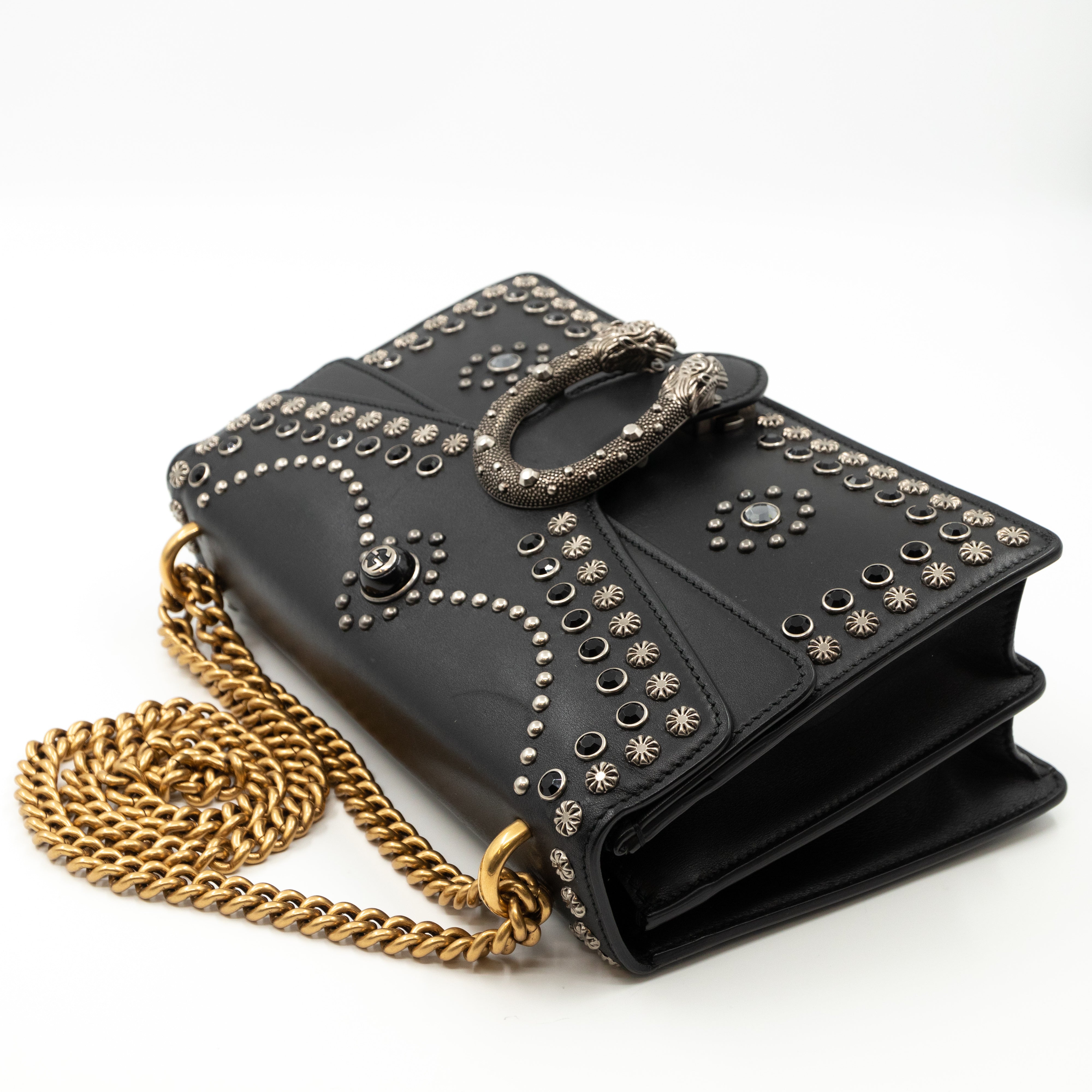 Dionysus Small Studded Black Leather