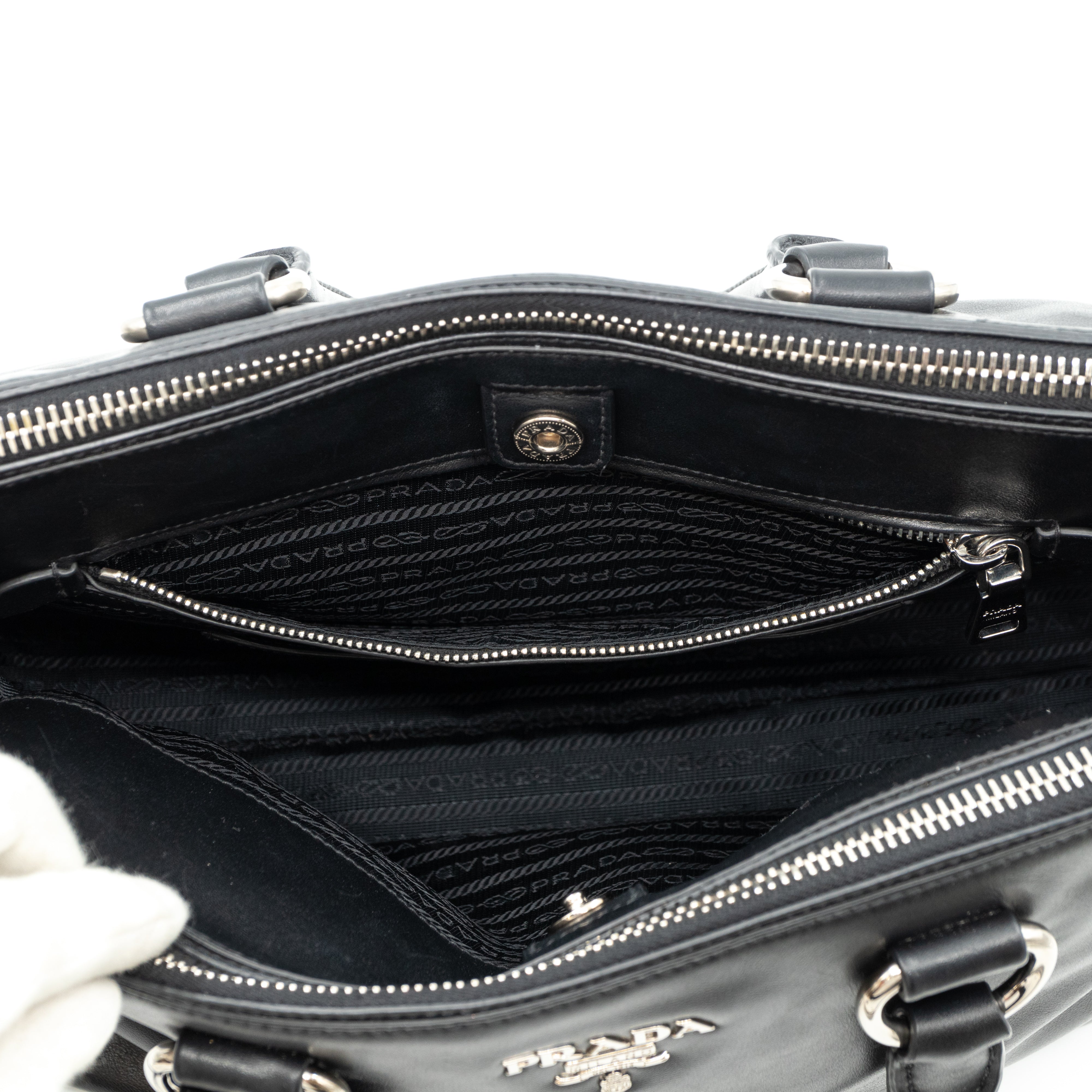 Soft Satchel Double Zip Black Leather