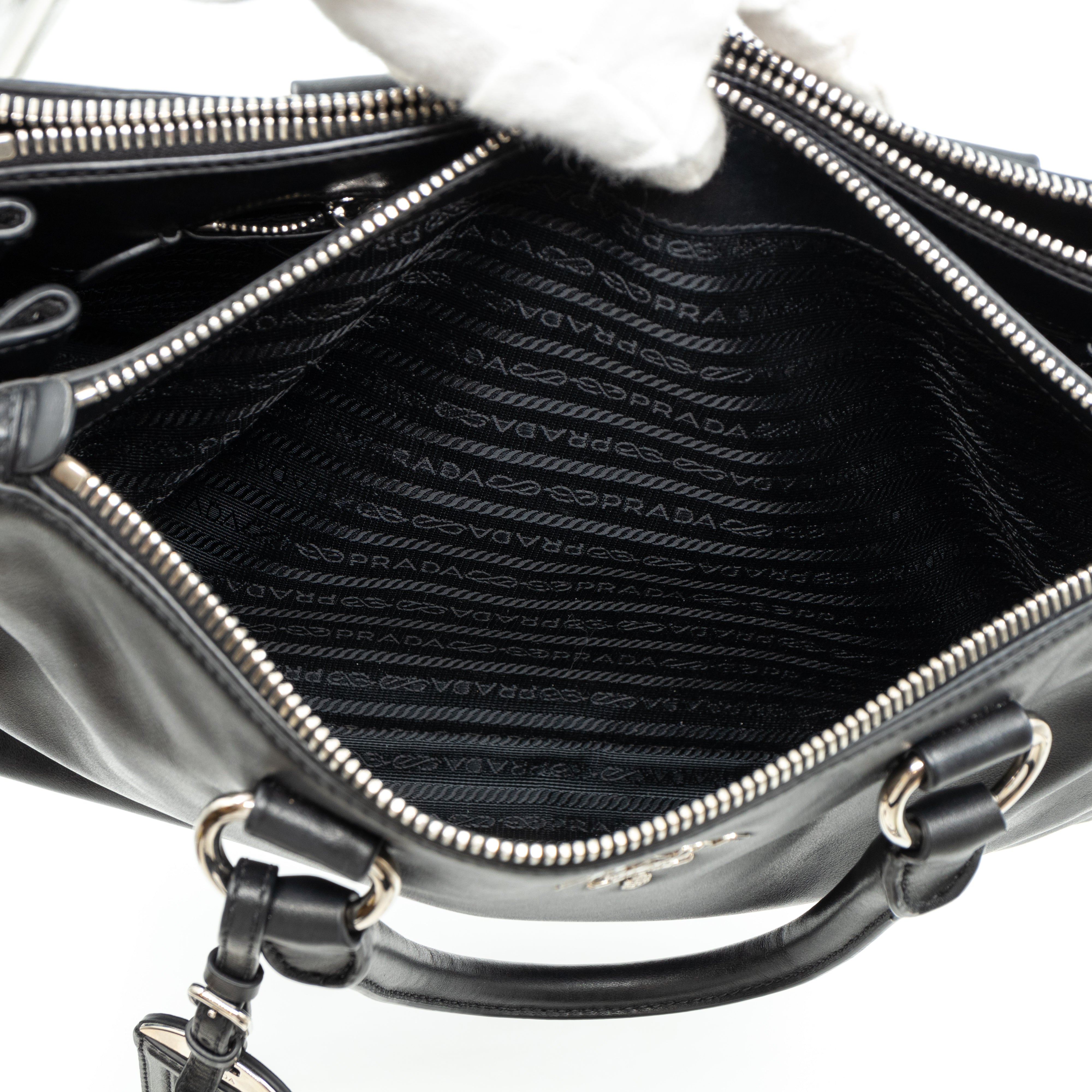 Soft Satchel Double Zip Black Leather