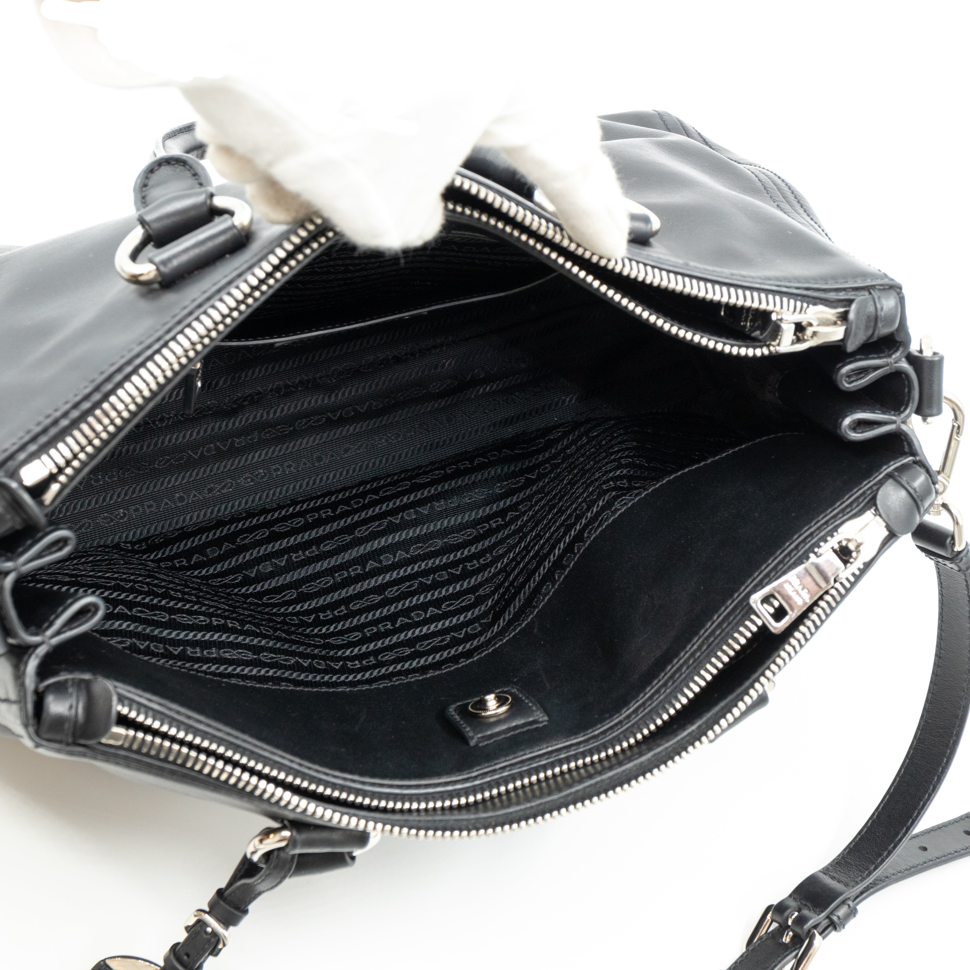 Soft Satchel Double Zip Black Leather