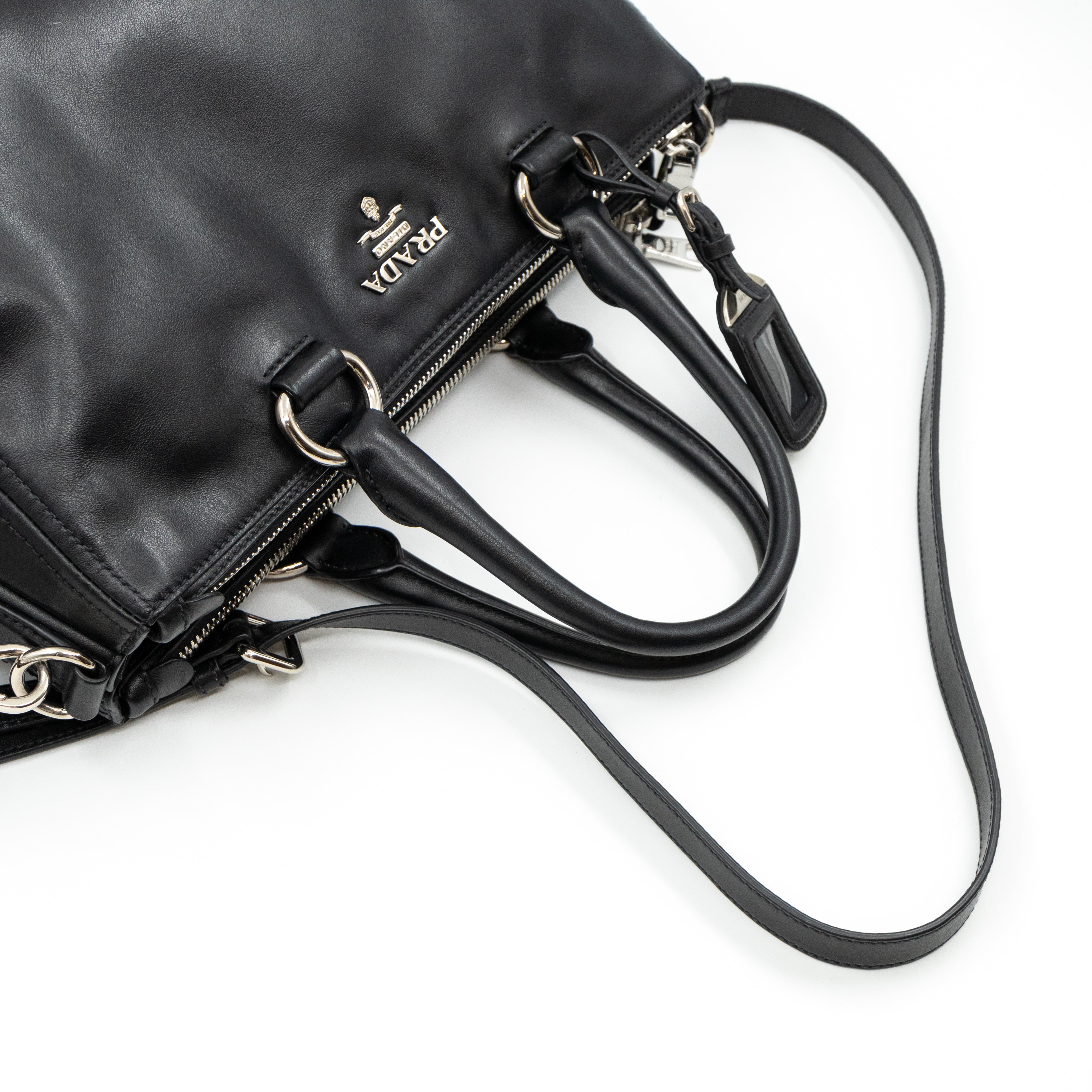 Soft Satchel Double Zip Black Leather