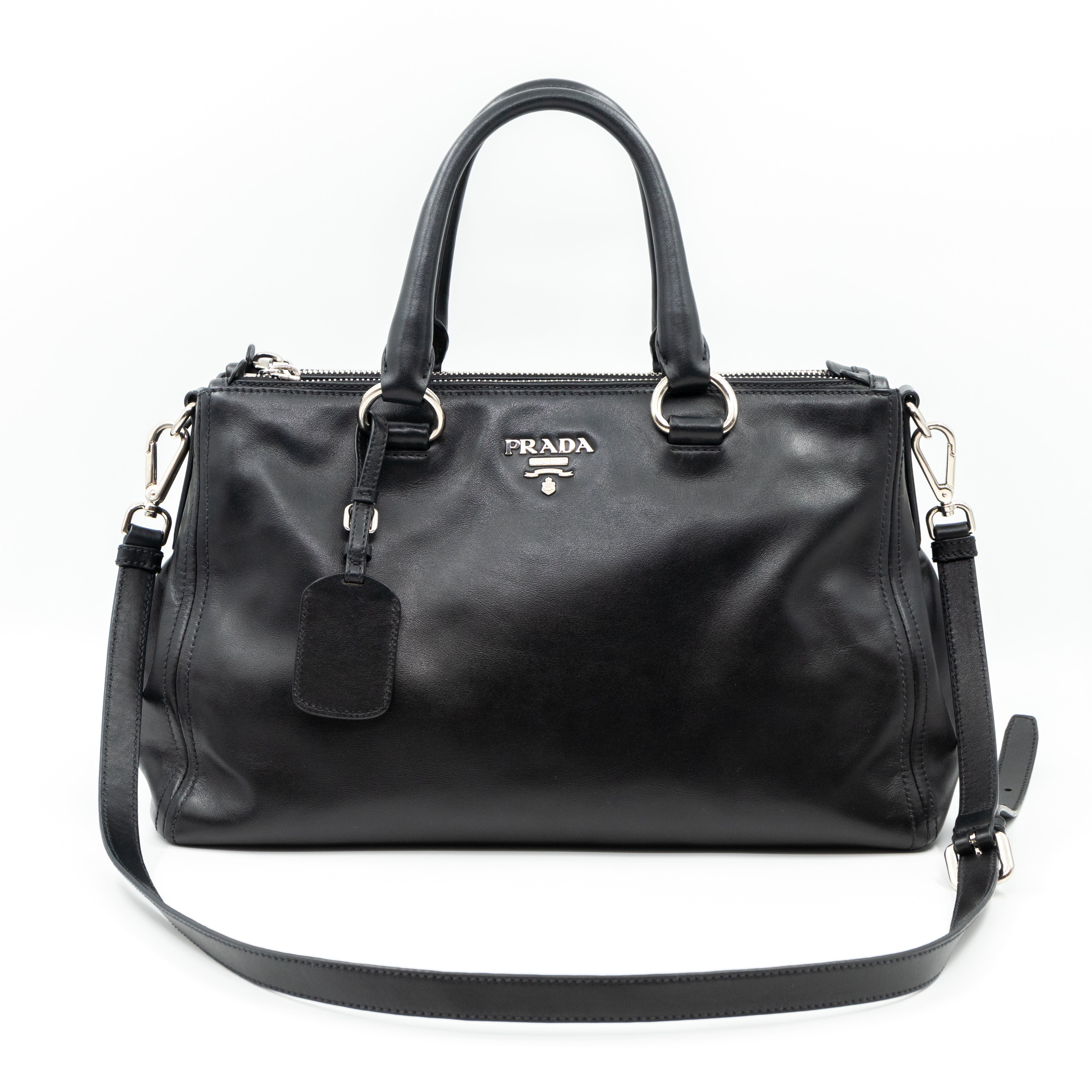 Soft Satchel Double Zip Black Leather