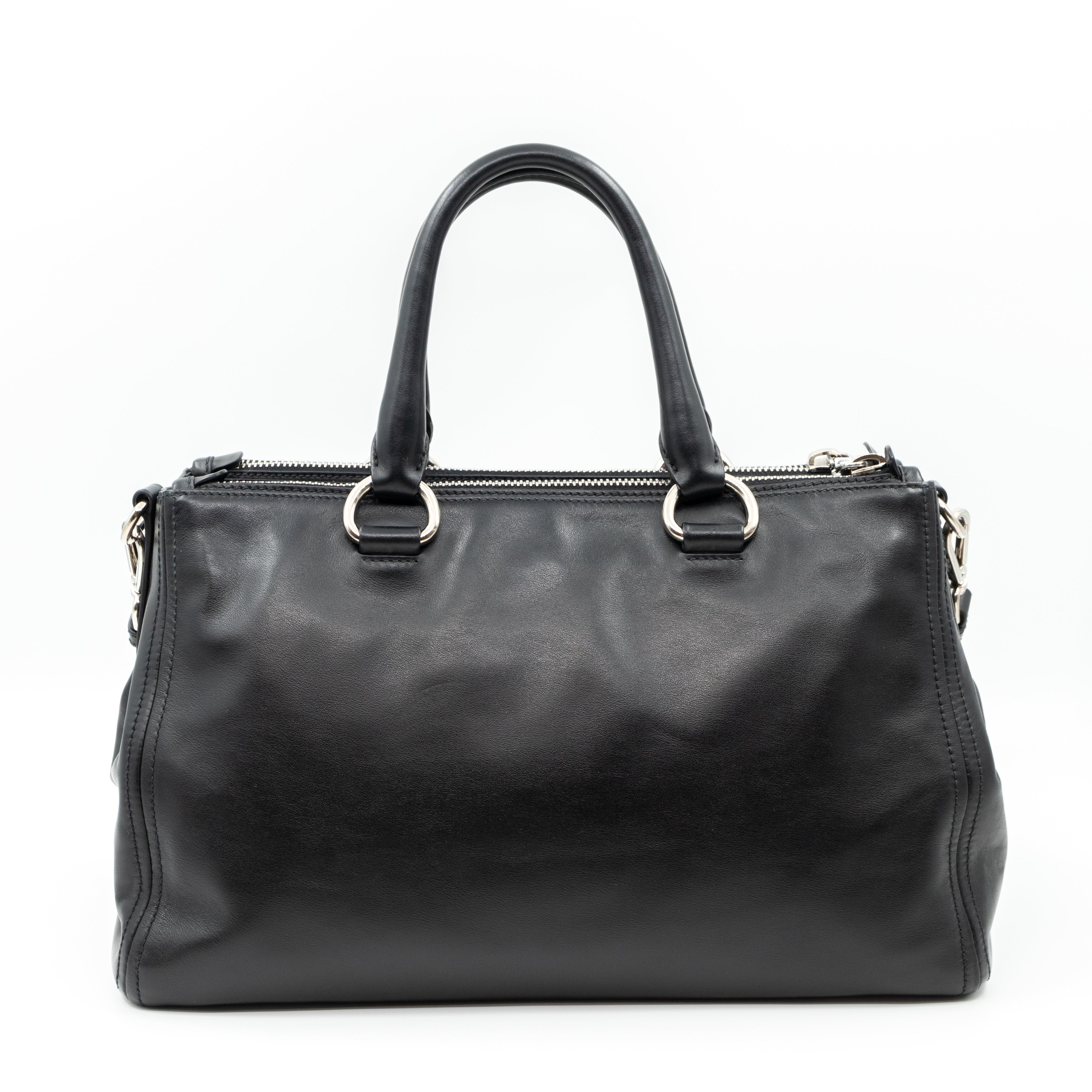 Soft Satchel Double Zip Black Leather