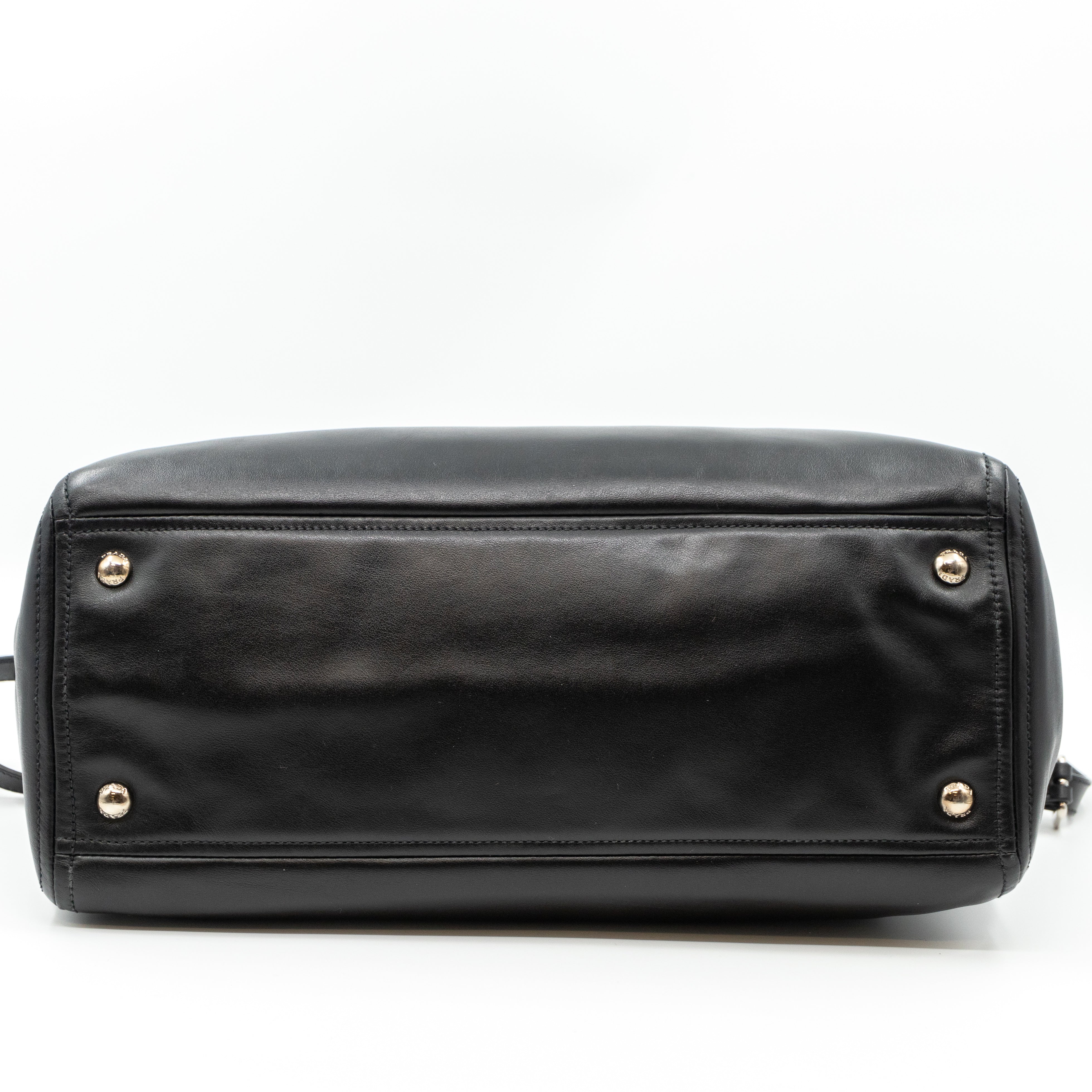 Soft Satchel Double Zip Black Leather