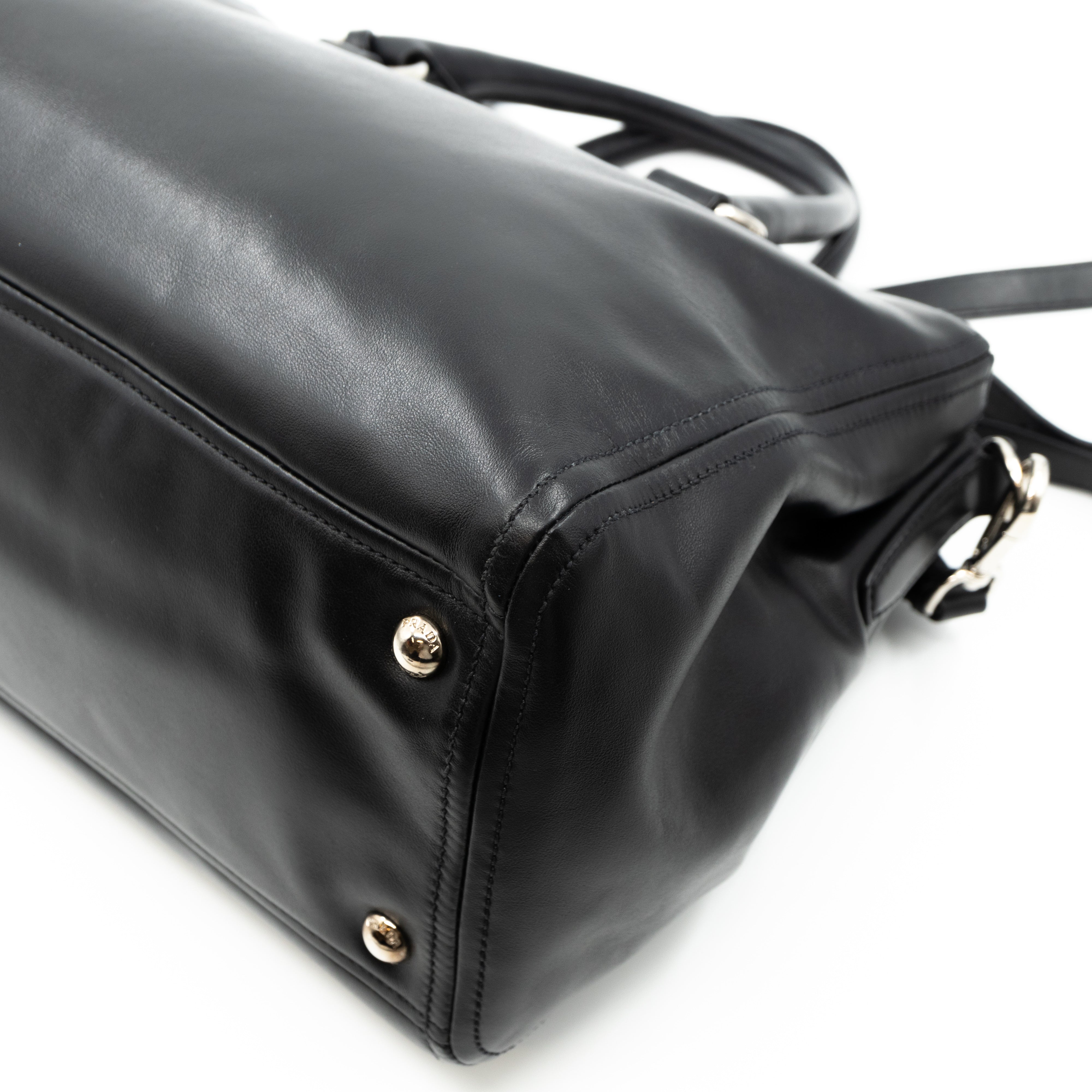 Soft Satchel Double Zip Black Leather
