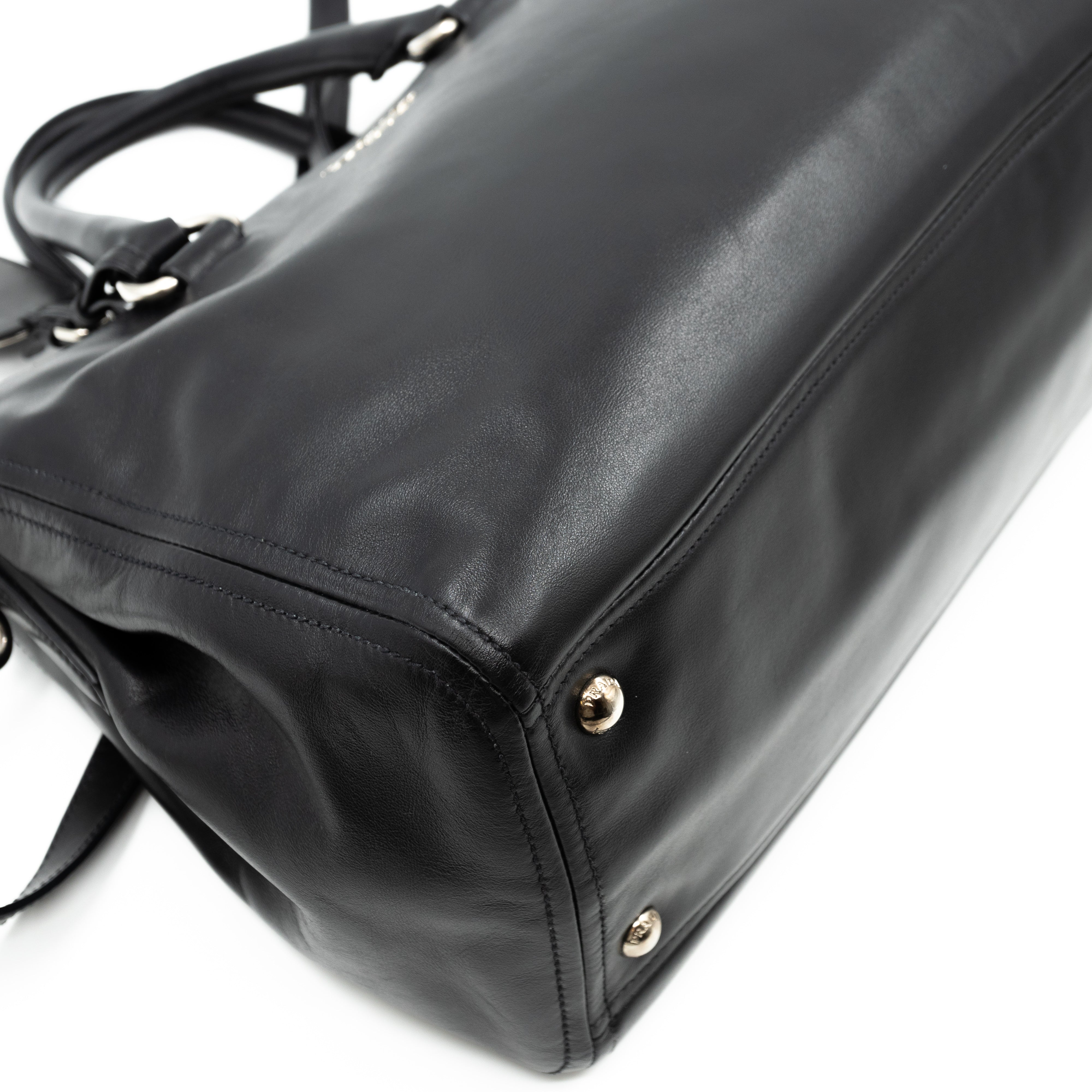 Soft Satchel Double Zip Black Leather