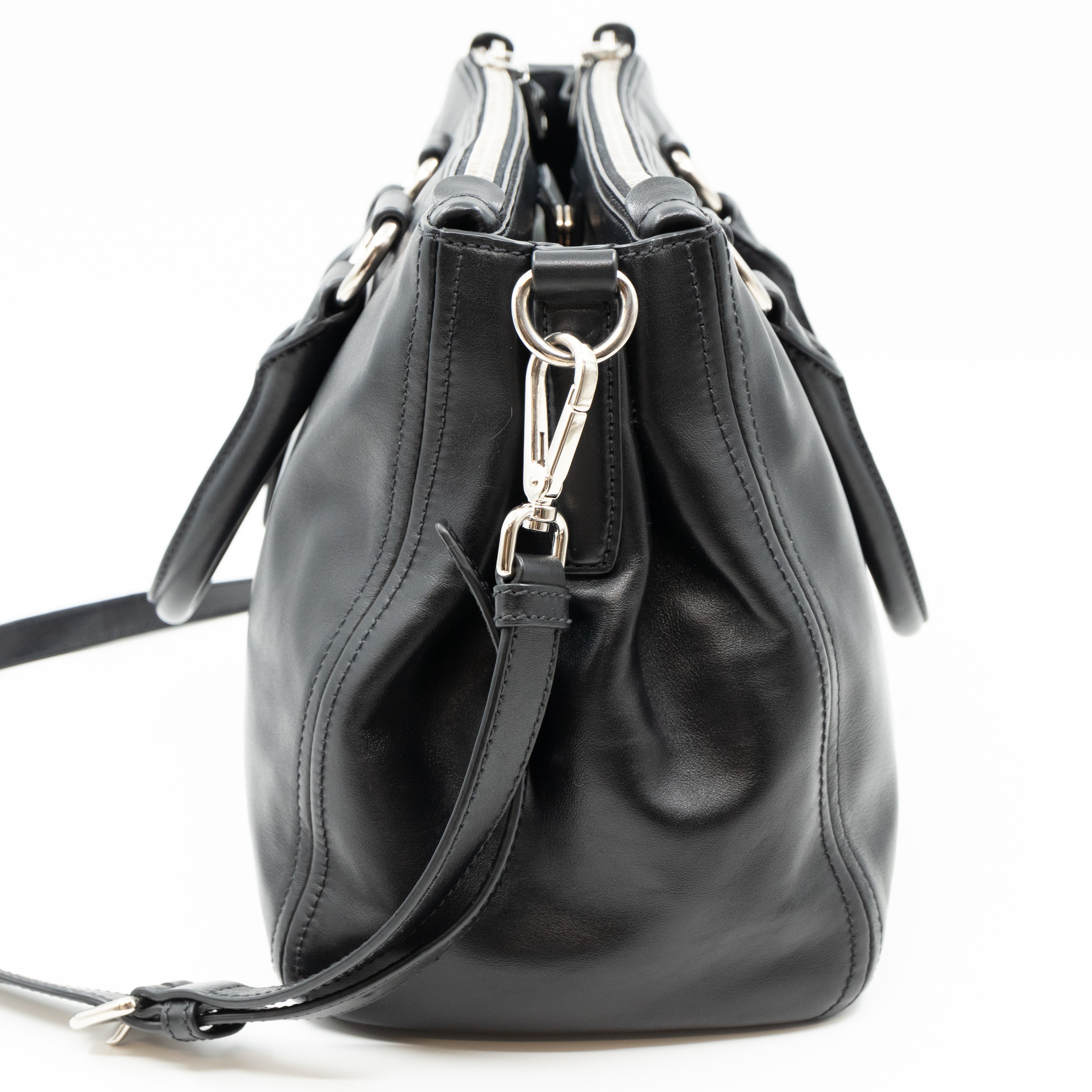 Soft Satchel Double Zip Black Leather