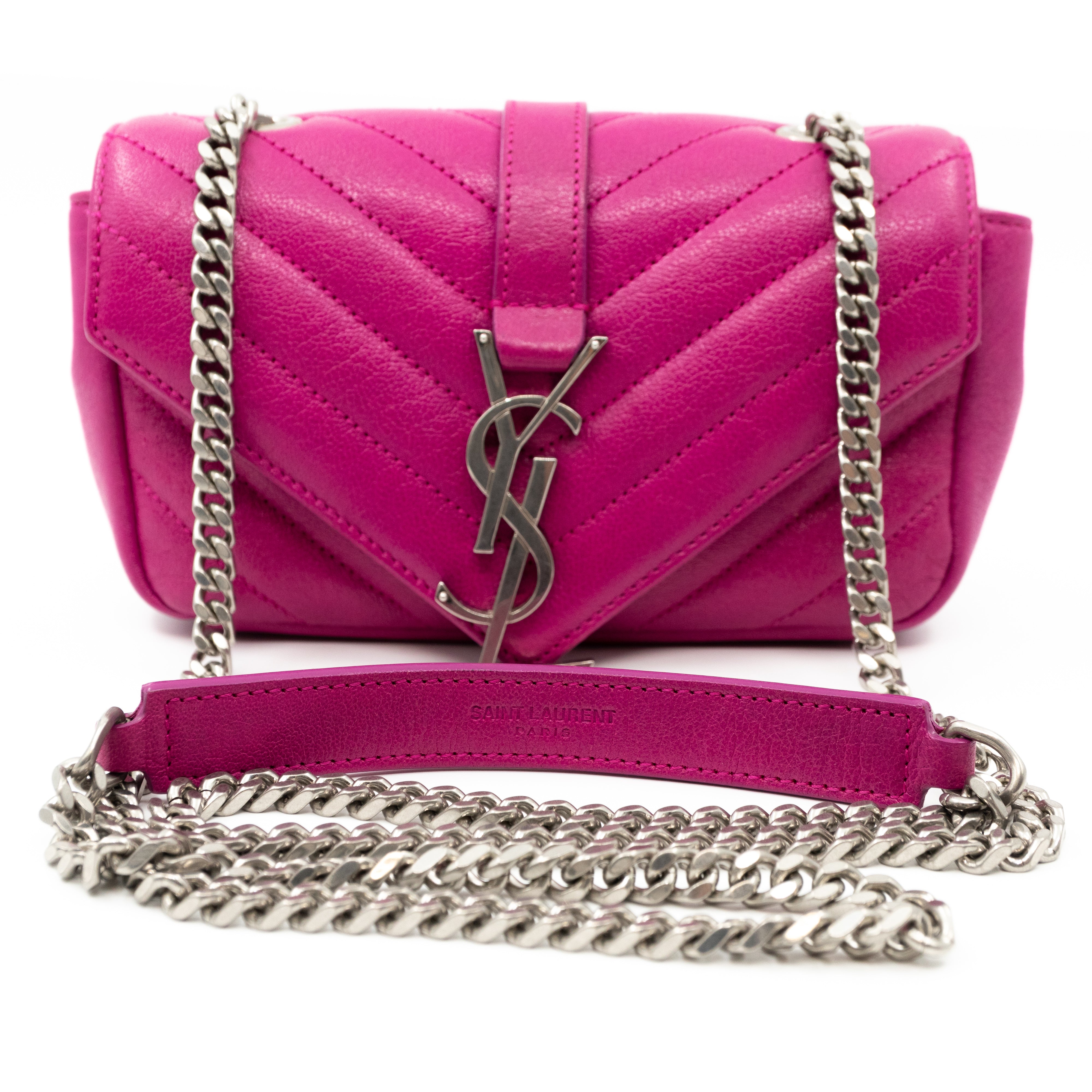Classic Baby Monogram Chain Bag Fuchsia Leather
