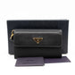 Leather Flap Nylon Wristlet Wallet Black