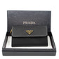 Leather Flap Nylon Wristlet Wallet Black