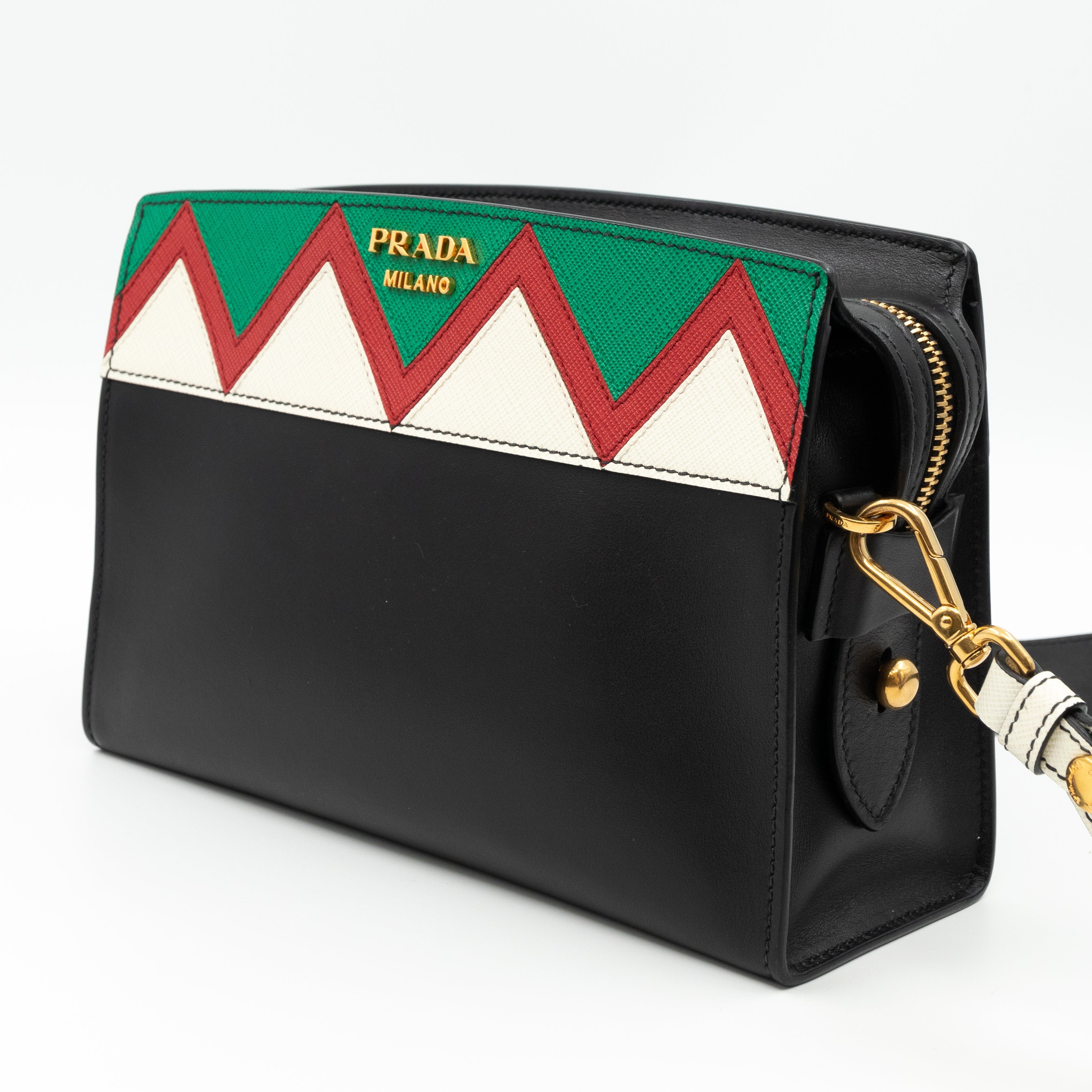 Esplanade Shoulder Bag Greche Black Leather