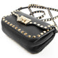 Rockstud Flap Crossbody Bag Black Leather