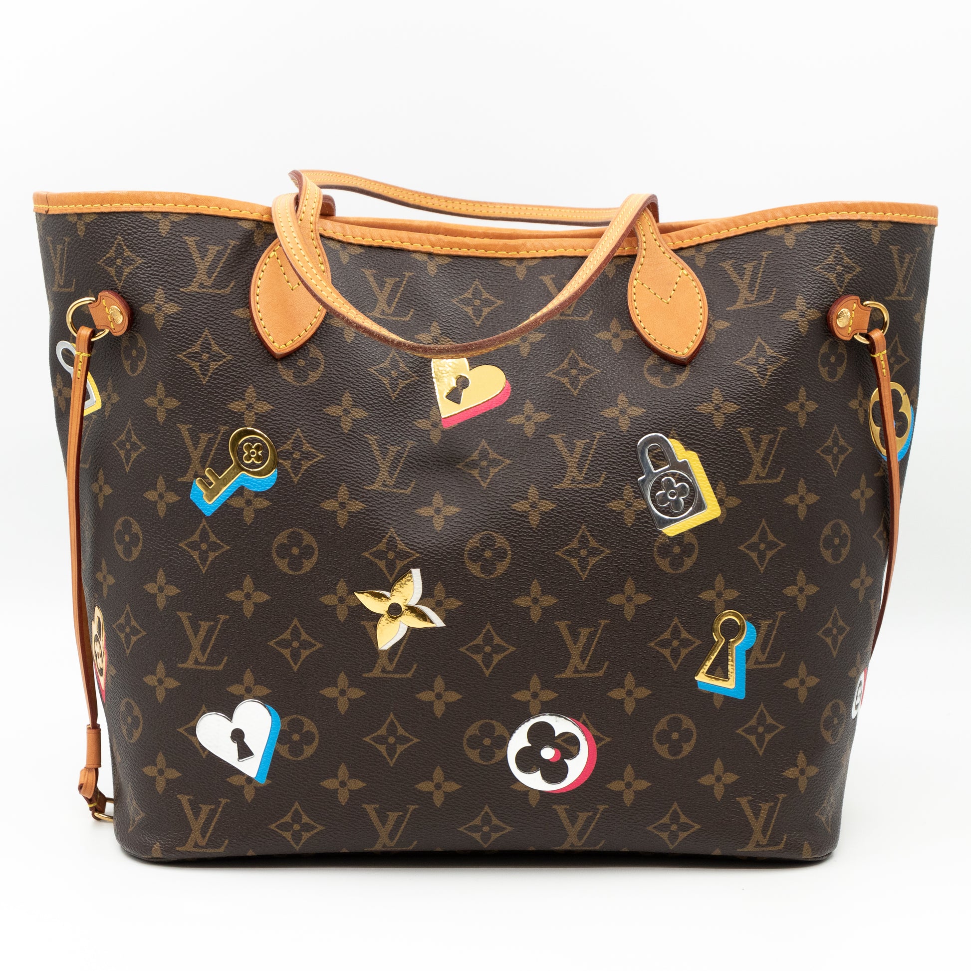 Luxury Handbags LOUIS VUITTON Love Lock Neverfull MM Monogram