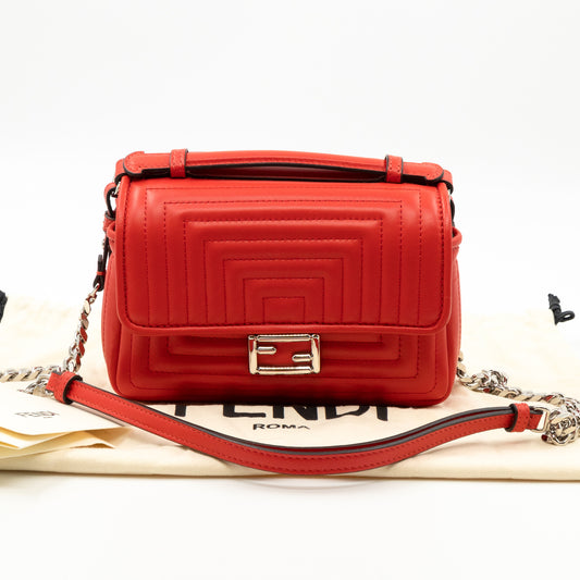 Micro Double Baguette Poppy Red Leather