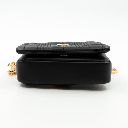 Micro Quilted Lola Shoulder Bag Black Leather