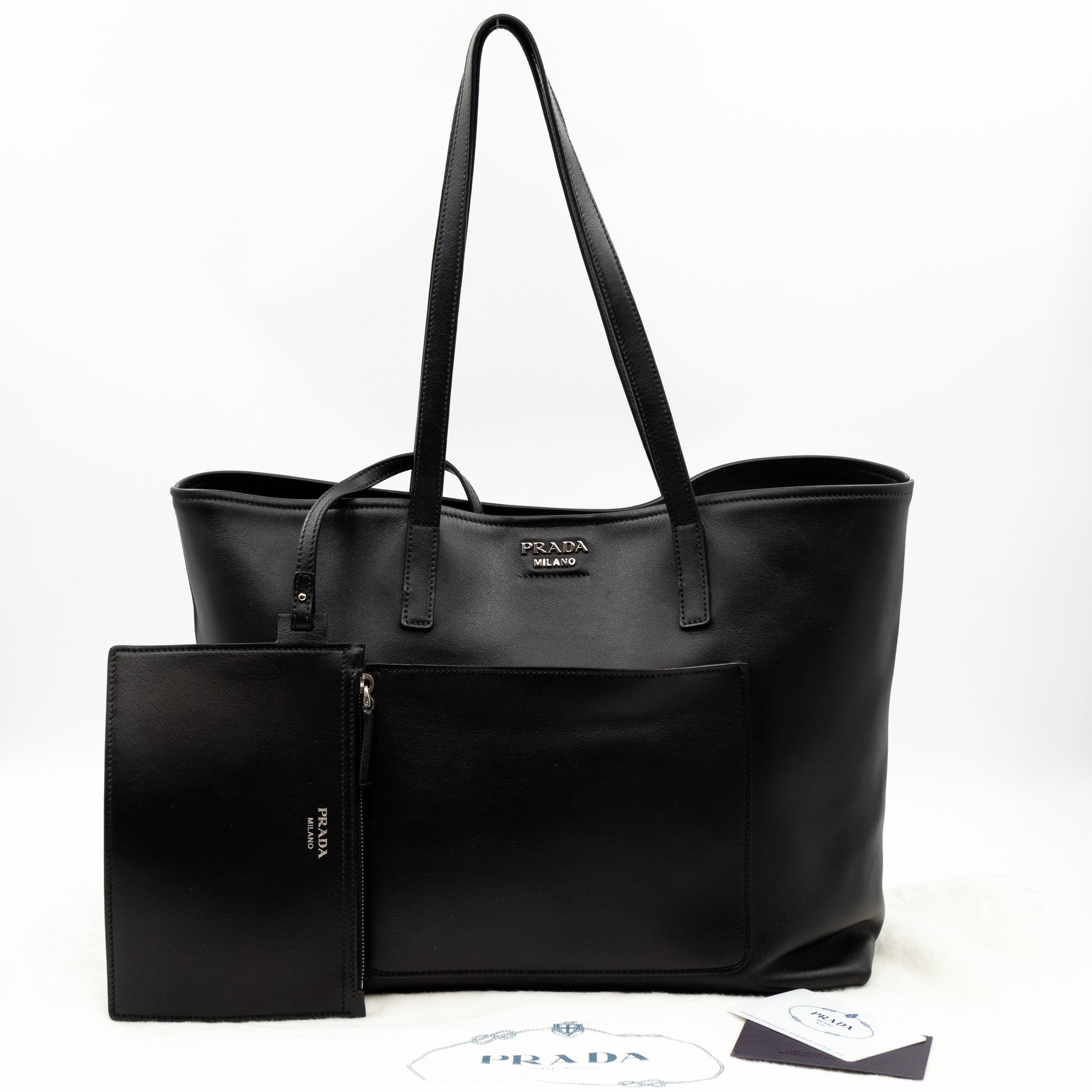 City Tote Black Calf Leather