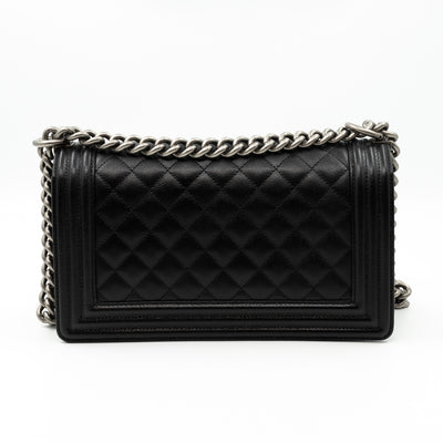 Boy Bag Old Medium Black Caviar Ruthenium