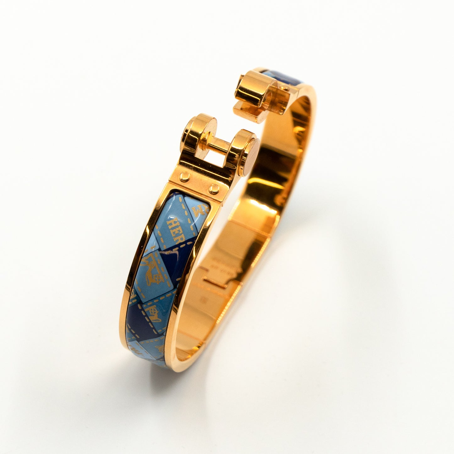 Enamel Hinged Bracelet Blue Fumoir Gold