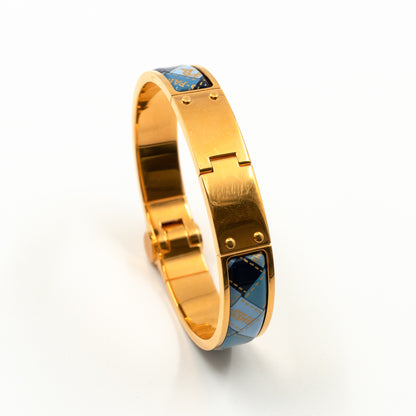 Enamel Hinged Bracelet Blue Fumoir Gold