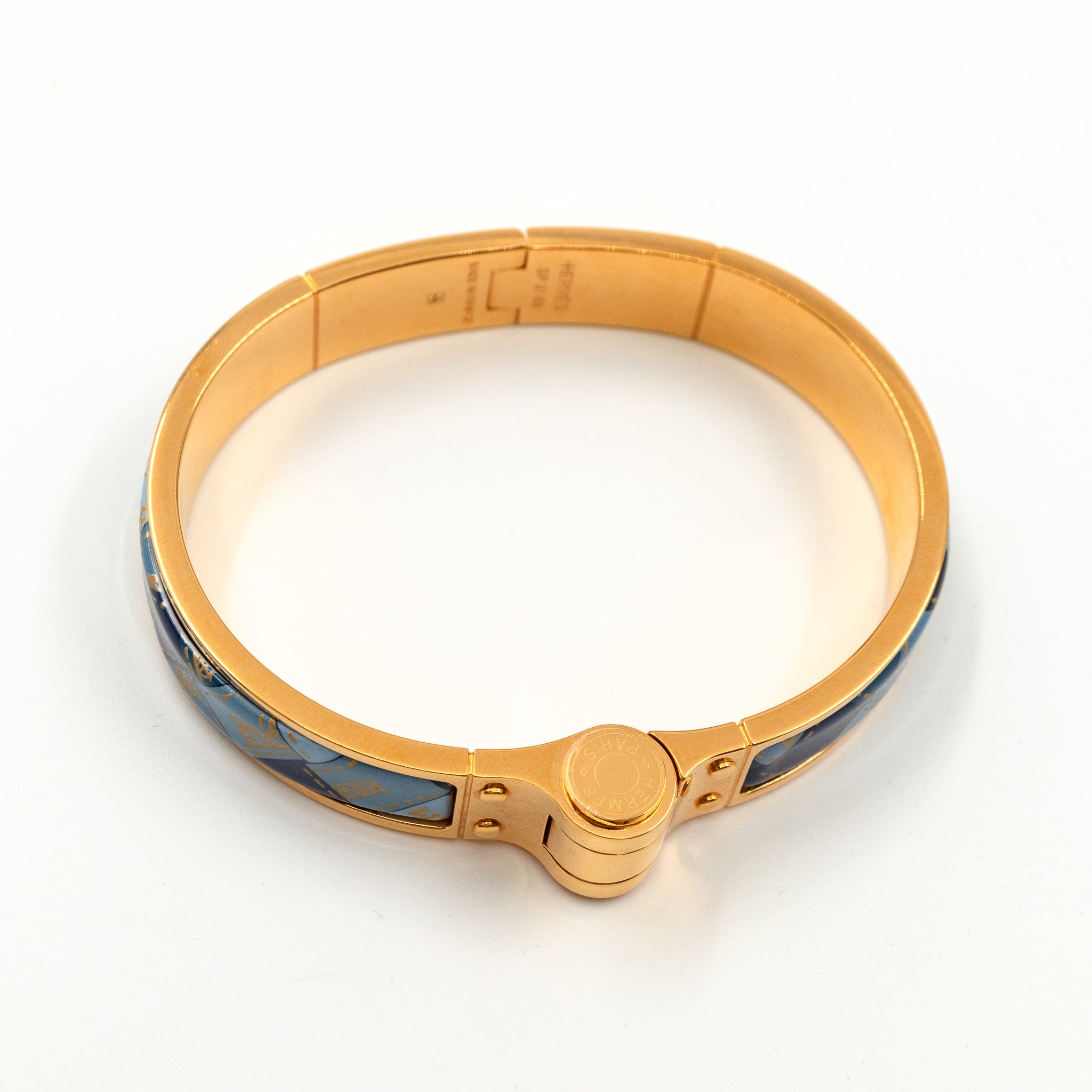 Enamel Hinged Bracelet Blue Fumoir Gold