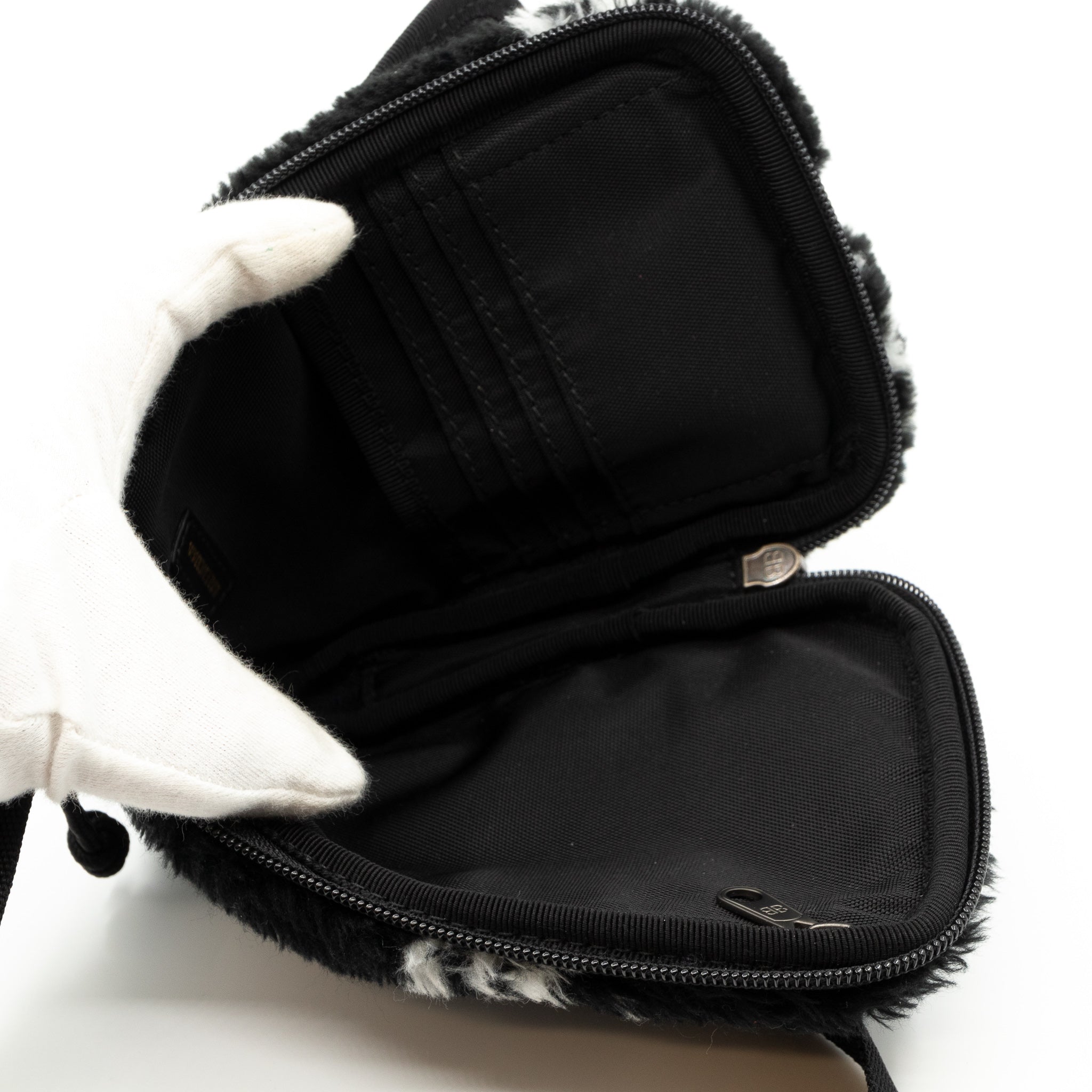 Explorer Crossbody Pouch Black Faux Fur