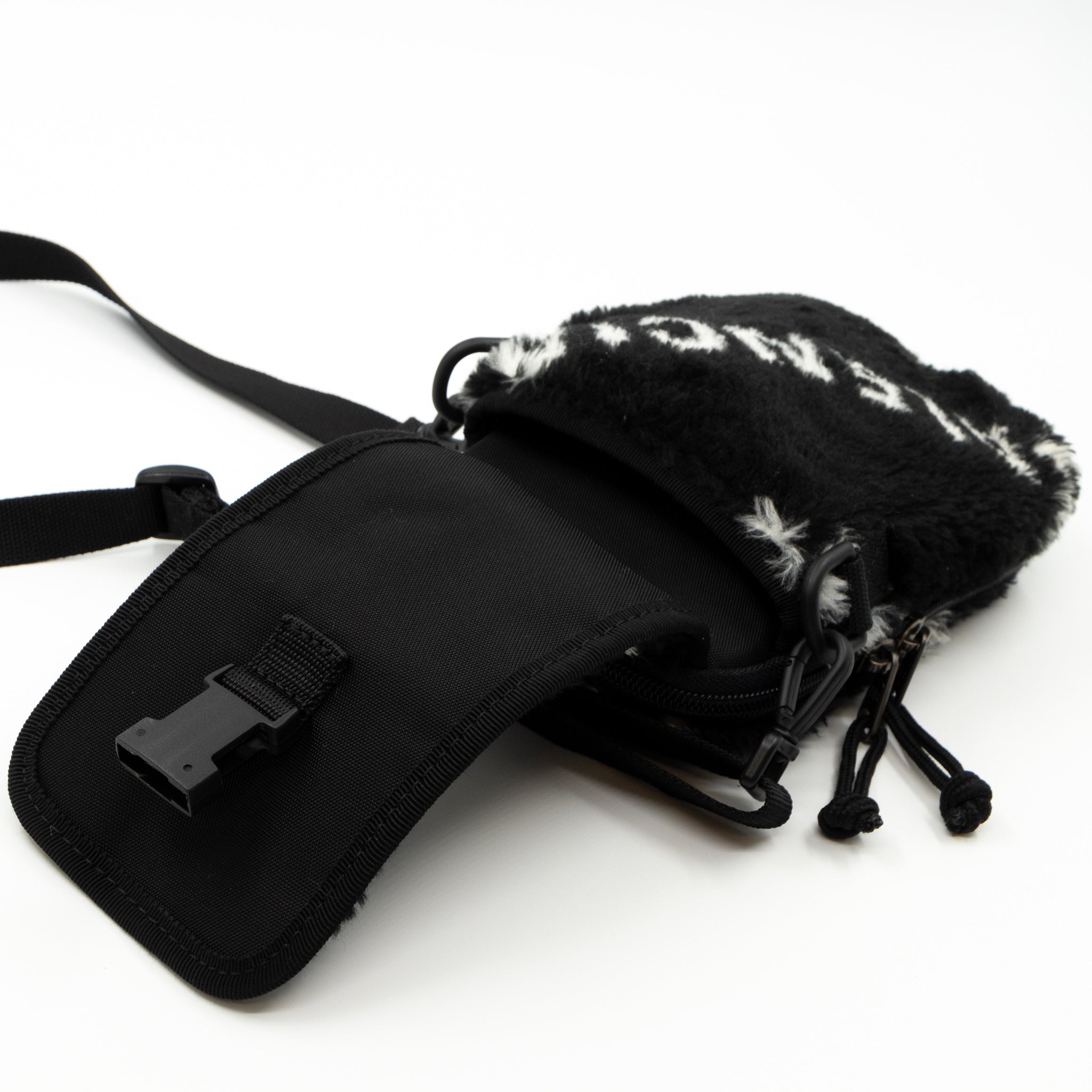 Explorer Crossbody Pouch Black Faux Fur
