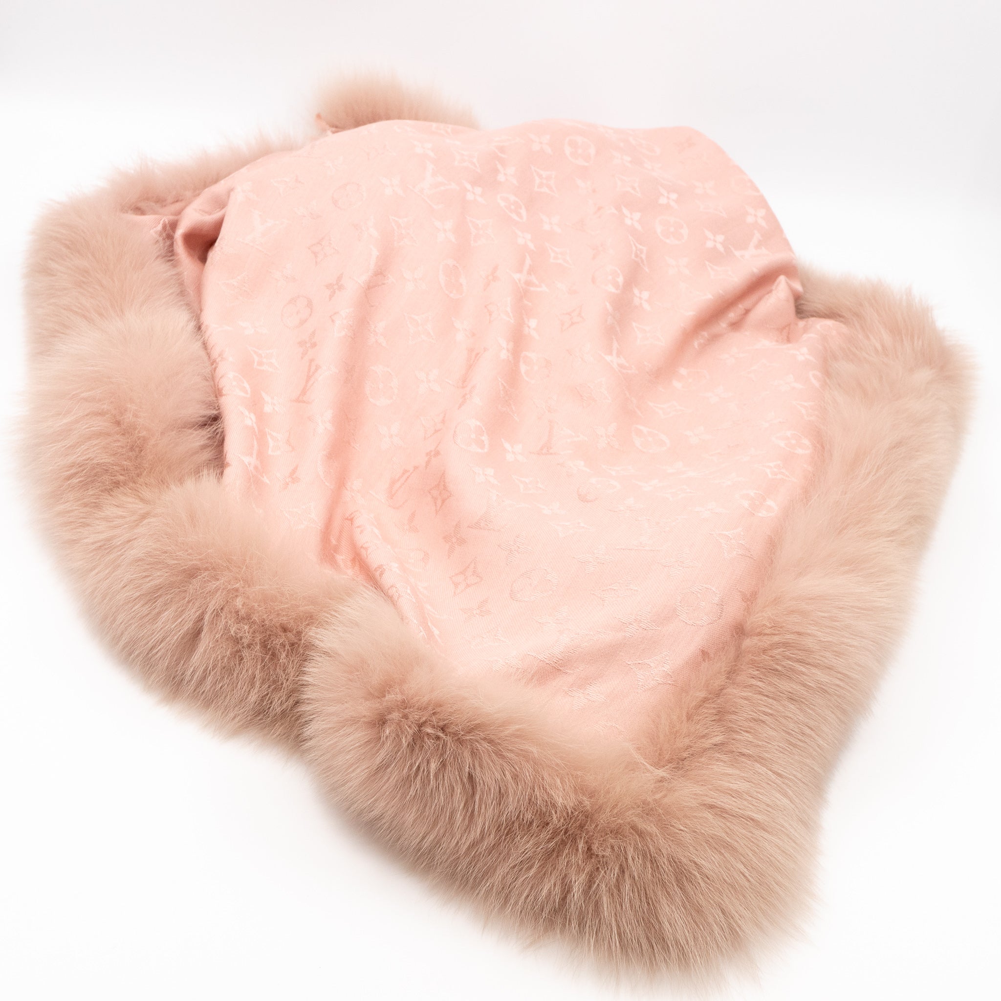 Monogram V Fur Shawl Nude