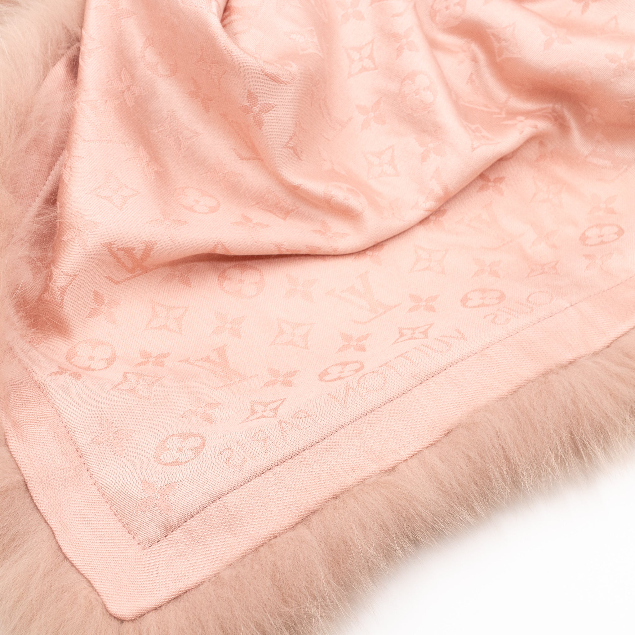 Monogram V Fur Shawl Nude