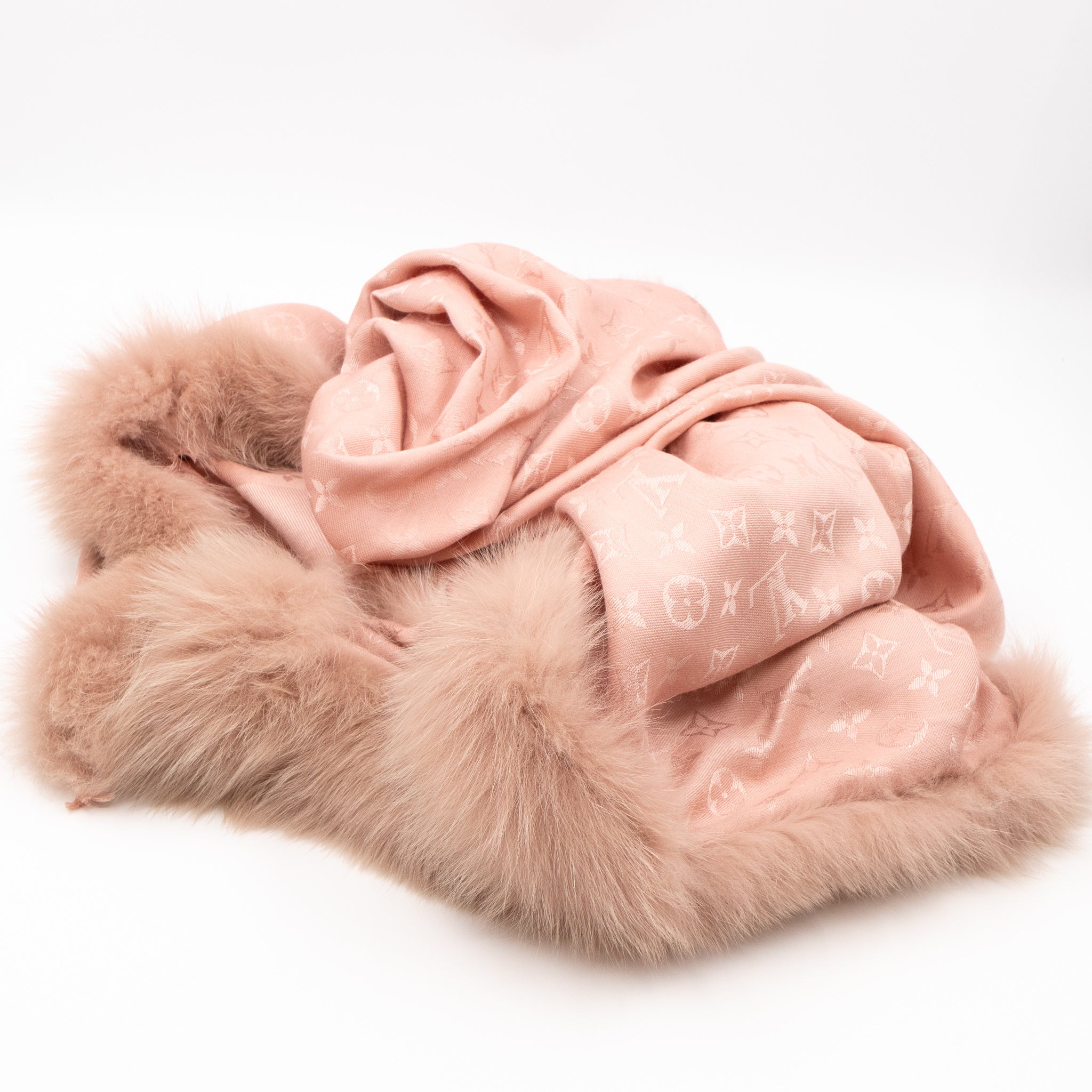 Monogram V Fur Shawl Nude