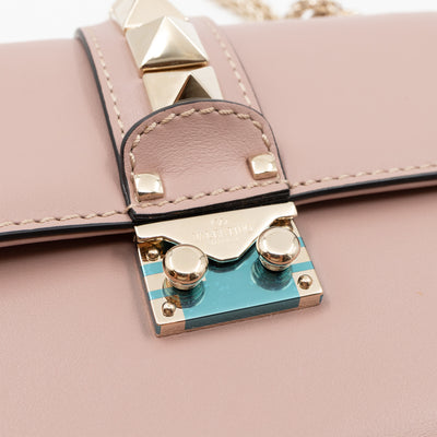 Small Glam Lock Rockstud Flap Bag Nude
