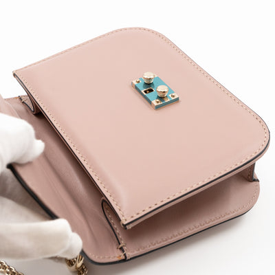 Small Glam Lock Rockstud Flap Bag Nude