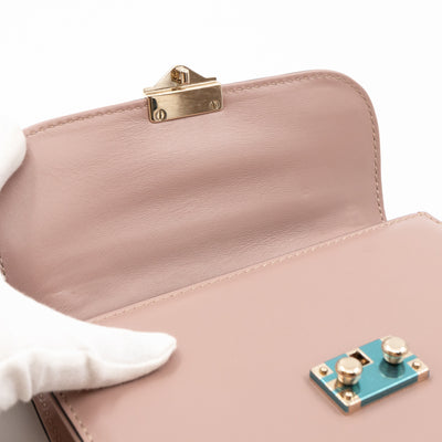 Small Glam Lock Rockstud Flap Bag Nude
