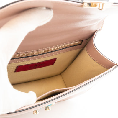 Small Glam Lock Rockstud Flap Bag Nude