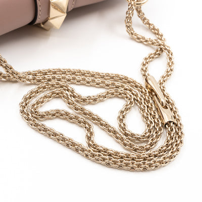 Small Glam Lock Rockstud Flap Bag Nude