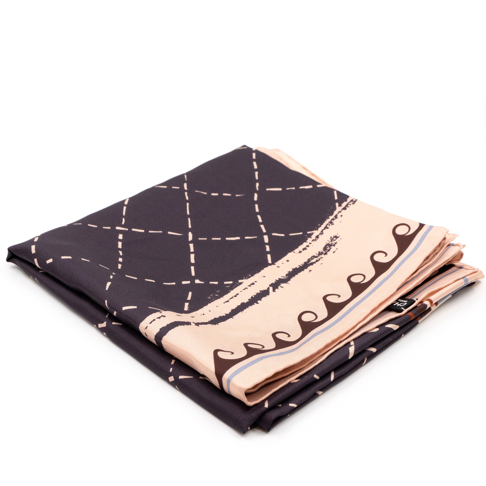 CC Silk Square Rose Beige & Blue