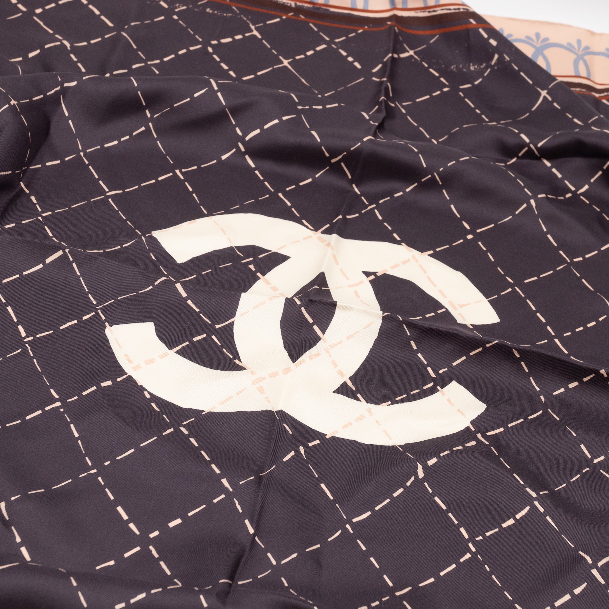 CC Silk Square Rose Beige & Blue