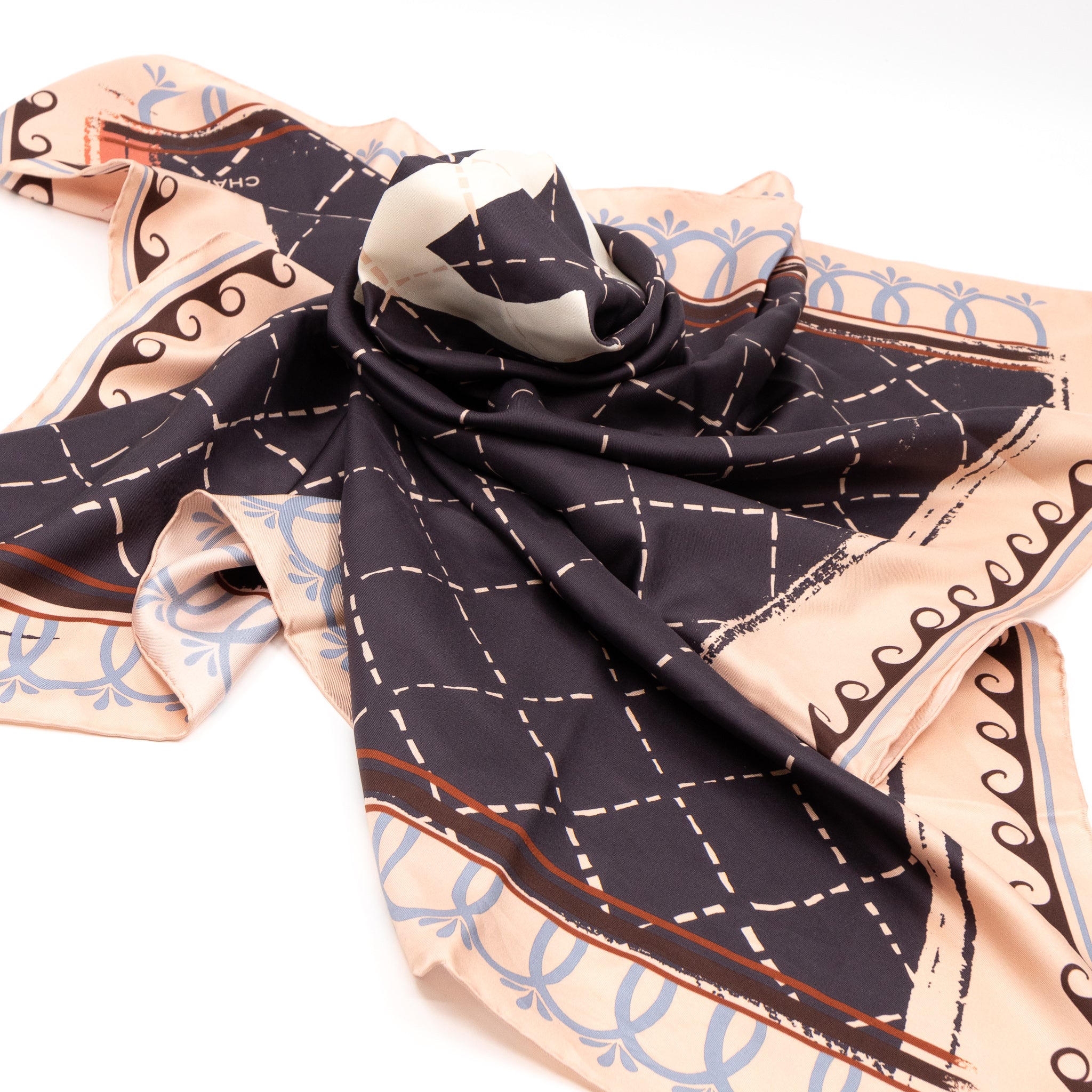 CC Silk Square Rose Beige & Blue