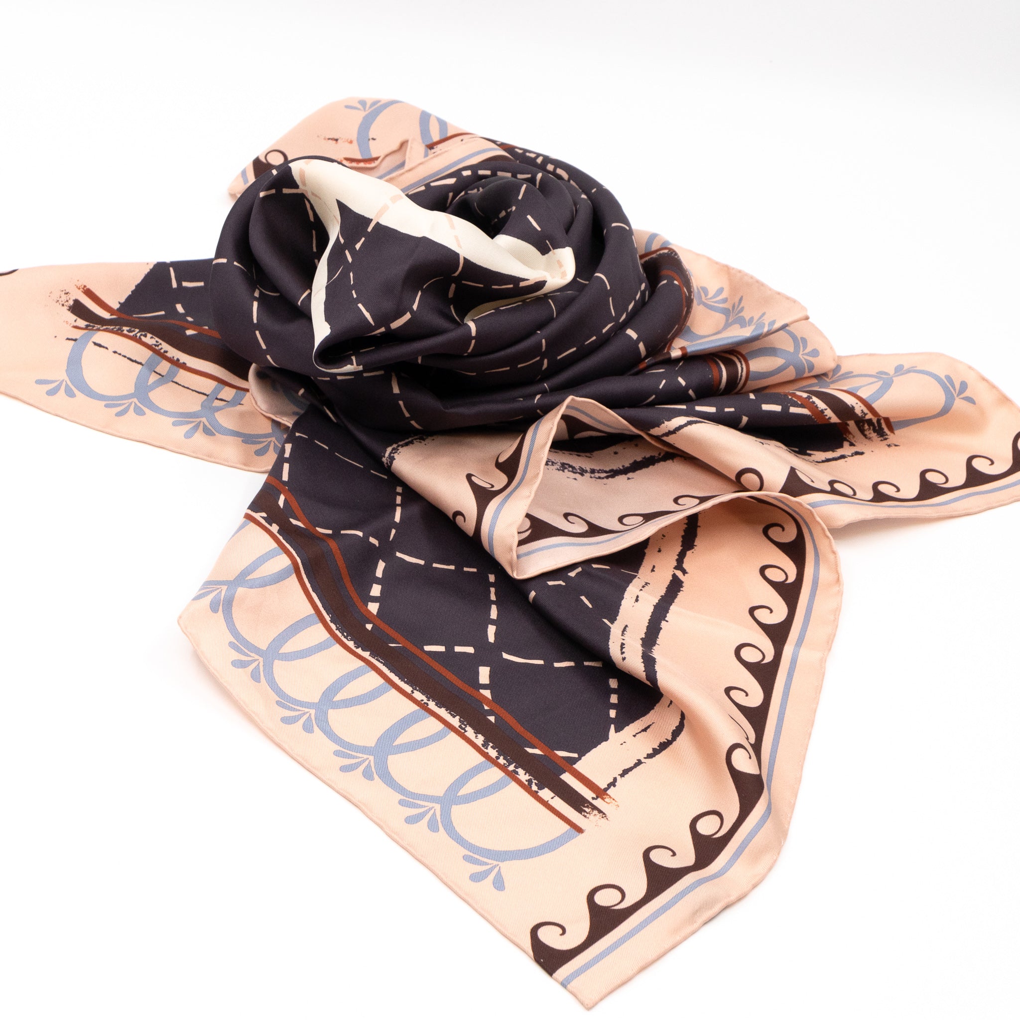 CC Silk Square Rose Beige & Blue
