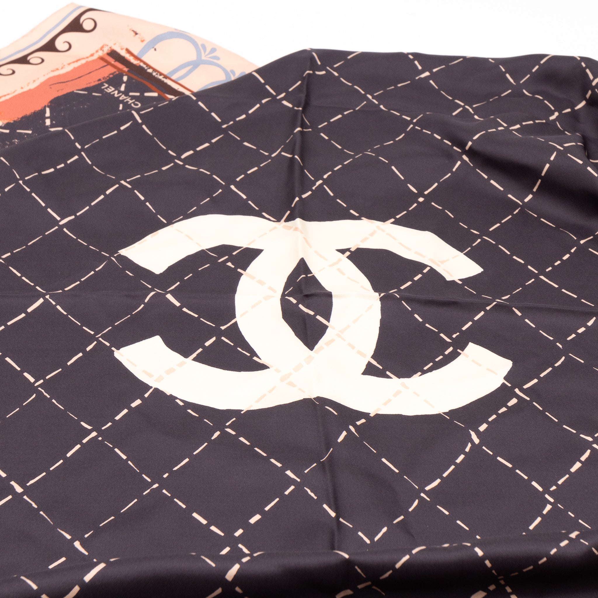 CC Silk Square Rose Beige & Blue